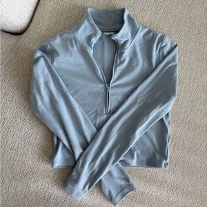 SOLD — Sunday Best Blue Cropped Half Zip Sweatshirt